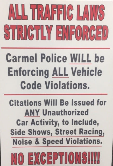 carmel traffic law sign
